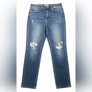 Flying Monkey High Rise Distressed Straight Leg‎ Jeans Size 26 Medium Wash